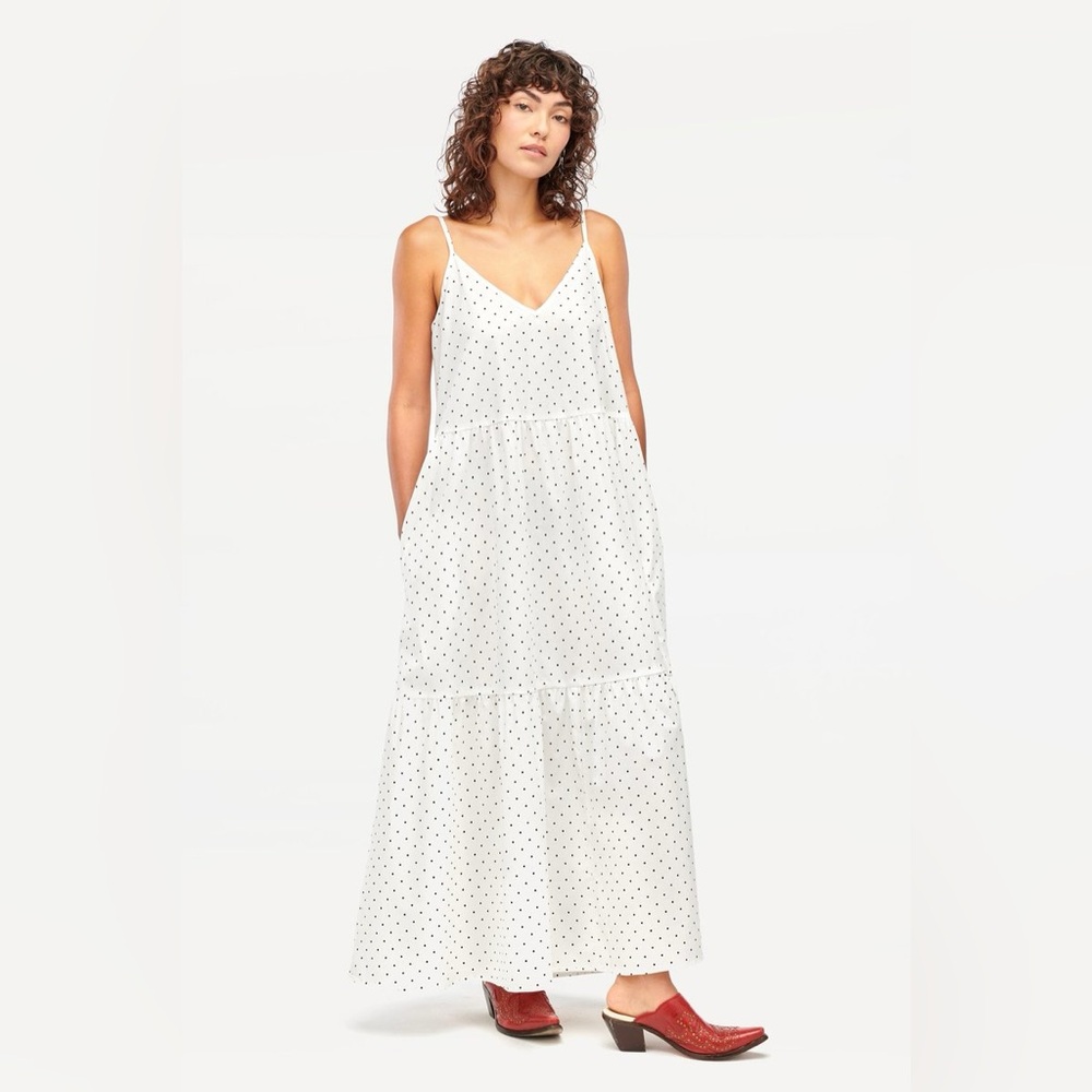 LACAUSA Crosby Dress in White Dots in size Small